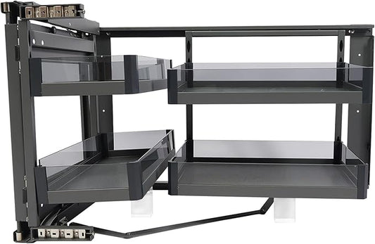 Blind Corner Cabinet 2 Tiers Pull Out Corner Cabinet with 4 Detachable Shelves Left or Right Pull Out Organizer for 14 Inch Opening