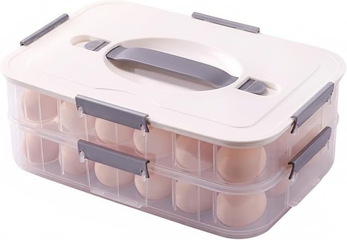 NIDONE Deviled Egg Carrier 2-Layer Plastic Clear Deviled Egg Tray with Lid & Handle & Buckle Thickened 36 Holder for Fridge, Travel, Party