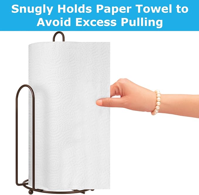 Blue Donuts Countertop Paper Towel Holder - Easy One-Handed Tear, Farmhouse Style, Bronze Finish
