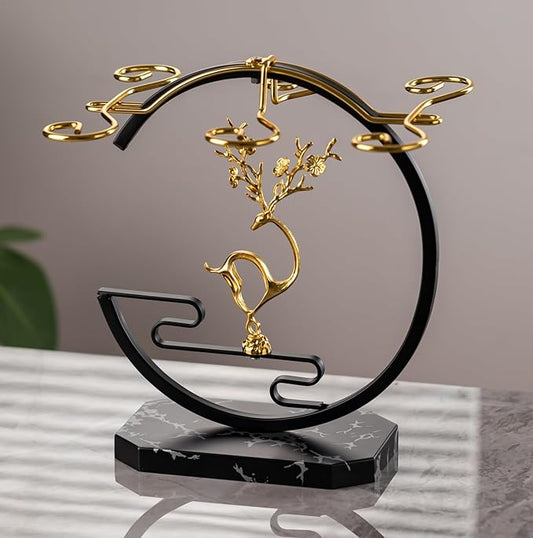 Homya Wine Rack - Under Cabinet Goblet Wine Bottle Holder Glass Storage Rack Metal Storage Rack for Easy Access and Storage of Wine Glasses Fortune Deer Edition 6 Glasses，High-end Wine Rack