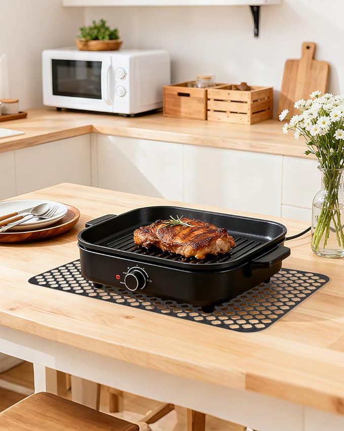 SEEK RARE Kitchen Sink Mat 24 x 13in Silicone Sink Mat Non Slip Sink Protector for Farmhouse Kitchen Black