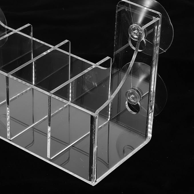 ABOOFAN Refrigerator Suction Cup Storage Rack Clear Acrylic 5-Compartment Organizer for Fridge Door Kitchen Bathroom Drink and Snack Holder