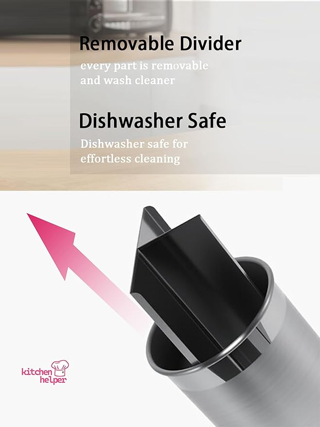 TENGINE Stainless Utensil Holder 360° Rotating 6.5X5.25 Inch Utensil Crocks for Kitchen Counter with Removable Divider White