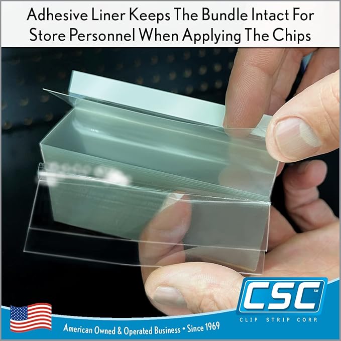 Clip Strip Corp. Price/Data Channel Label Holder Chips, Clear Plastic Tags, 4" L x 1.25" H, 7.5 Mil Thick, Gondola Shelf Edge, Reusable, Made for Point of Purchase Shelf Molding (250)