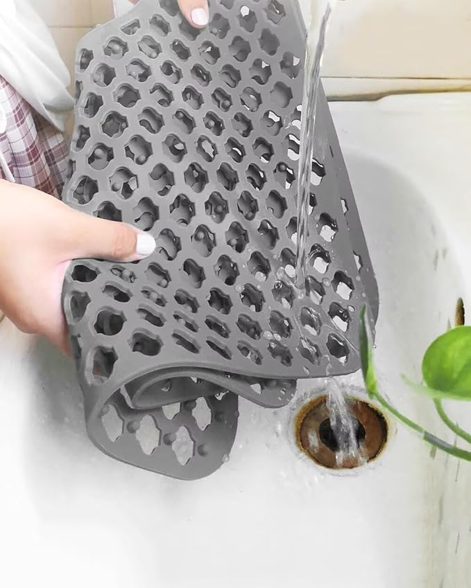 SEEK RARE Kitchen Sink Mat 28 x 15in Silicone Sink Mat Non Slip Sink Protector for Farmhouse Kitchen Grey