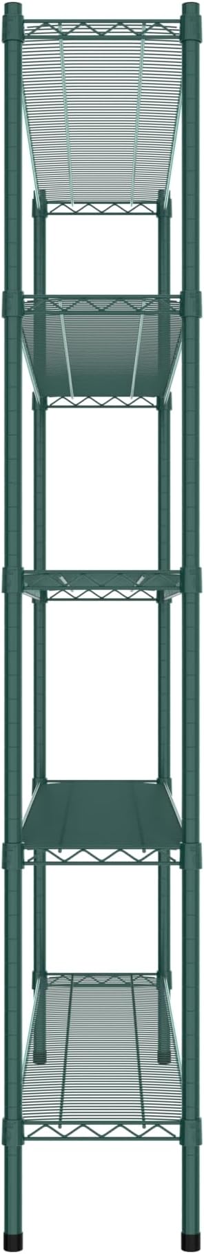 Commercial NSF Listed Green Epoxy Stationary Wire Shelving Kit 12" x 60" x 74", with 5 Shelves Perfect for Warehouse, Walk-in Refrigerator, Freezer, Grocery Store, Restaurant, Dishroom