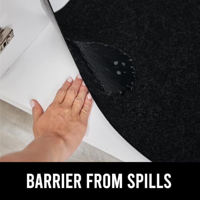GORILLA GRIP LeakGuard Non-Adhesive Under Sink Mat for Kitchen Cabinet, 24x50, Waterproof Quick Dry Shelf Liner, Durable Absorbent Felt Mats for Bathroom Sinks, Cabinets, Dresser, Easy to Trim, Black