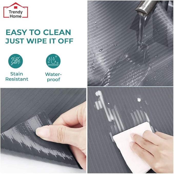 Trendy Home Shelf Liner, Non-Slip Cabinet Liner, Washable Oil-Proof for Kitchen Cabinet, Shelves, Refrigerator, Storage, Desks, 12 Inches x 240 FT, Non Adhesive Drawers (Grey)