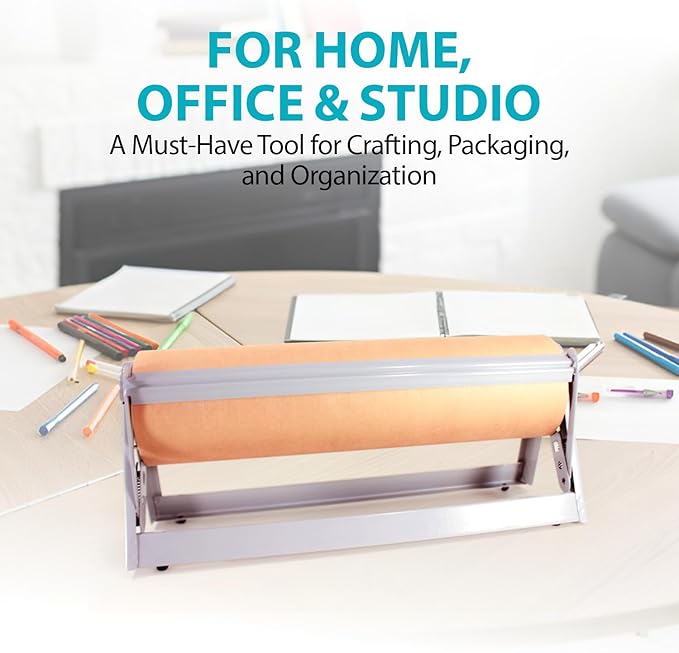 30" Roll Paper Dispenser with Cutter - Wall Mount or Desktop Straight Edge Cutter - Fits Craft, Freezer, Wrapping, Butcher Paper Roll Dispenser or Cling Film - Non-Sharp Edge, Grey