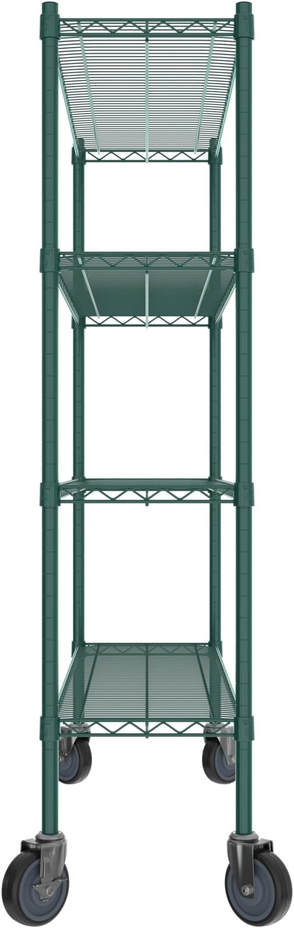 Commercial NSF Listed Green Epoxy Mobile Wire Shelving Kit 14" x 48" x 60", with 4 Shelves Perfect for Warehouse, Walk-in Refrigerator, Freezer, Grocery Store, Restaurant, Dishroom