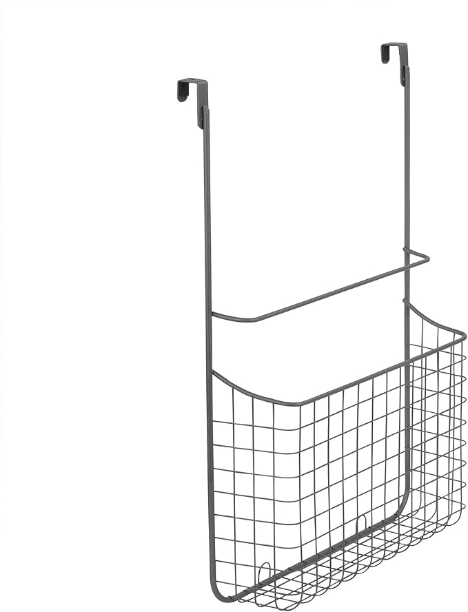 Spectrum Grid Cabinet Door Cutting Board Holder Over the Cabinet Door Metal Wire Kitchen Organizer for Cutting Boards Chopping Blocks Cookie Sheets Bakeware Storage Organization, Industrial Gray