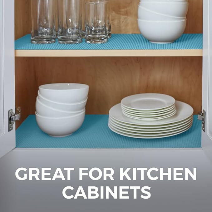 HOME GENIE Shelf Drawer and Cabinet Liner, Durable with Strong Grip, 17.5 in x 20 FT, Non Adhesive Liners Protect Kitchen Cabinets and Cupboard, Pantry, Bathroom Drawers and Shelves, Desks, Teal