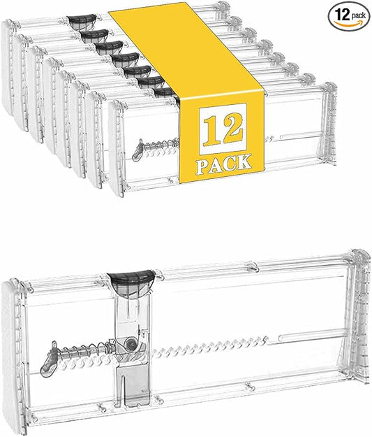 12 Pcs Drawer Dividers for Clothes, 3.94" High 11.05"-17.32" Adjustable Expandable Dresser Drawer Organizer, Clear Plastic Separators for Dresser, Baby Clothing, Underwear, Cosmetic