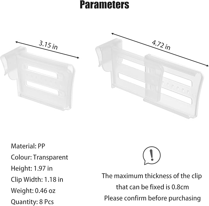 Refrigerator Dividers,Adjustable Plastic Organizer Tools,Fridge Door Retractable Snap-on Space Separators,Expandable Divide Plates,Kitchen Pantry Storage Gadget,Home Office Clear Tidy Supplies(8pcs)
