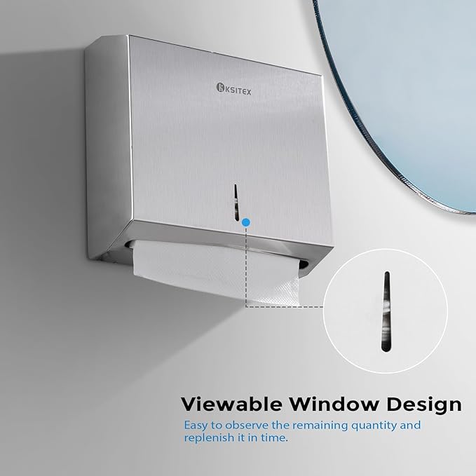 PaperTowel Dispenser Holder Wall Mount, Stainless Steel Paper Towel Holder, Multifold C Fold Trifold Paper Towel Dispenser, Toilet Paper Napkin Holder, Hand Towel Dispenser for Commercial Bathroom