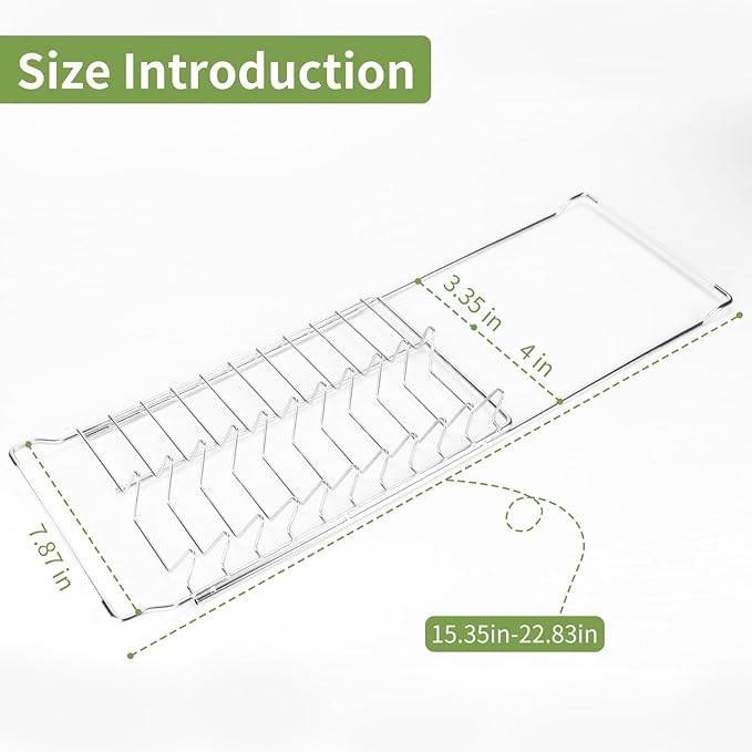 Space Saving Dish Drying Rack Small - Expandable Telescopic Over The Sink Drying Rack,304 Stainless Steel Dishrack for 13.58" - 21.65" Sinks.(Large)