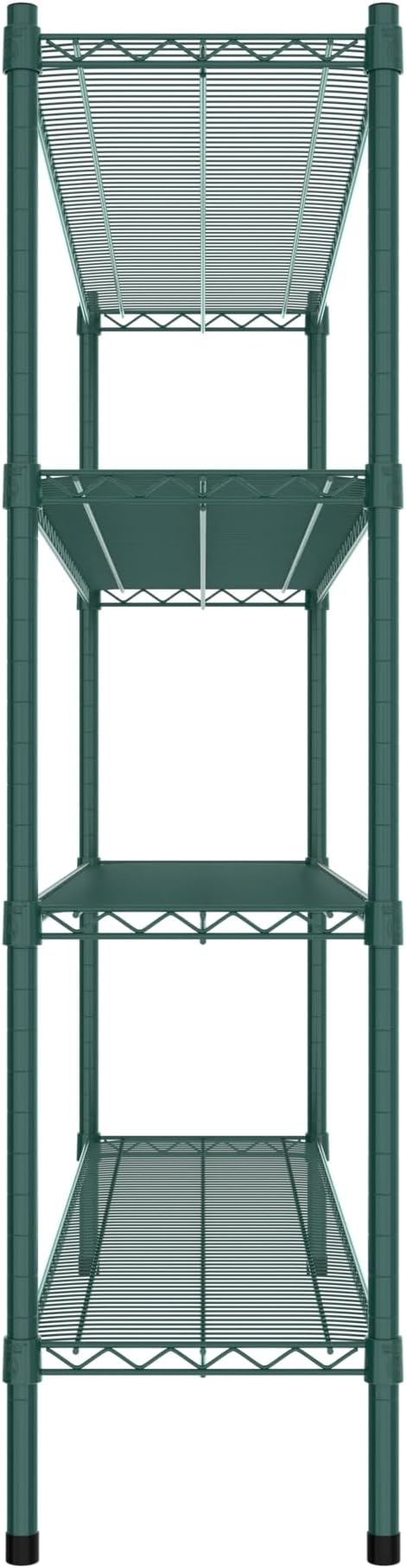 Commercial NSF Listed Green Epoxy Stationary Wire Shelving Kit 14" x 60" x 54", with 4 Shelves Perfect for Warehouse, Walk-in Refrigerator, Freezer, Grocery Store, Restaurant, Dishroom