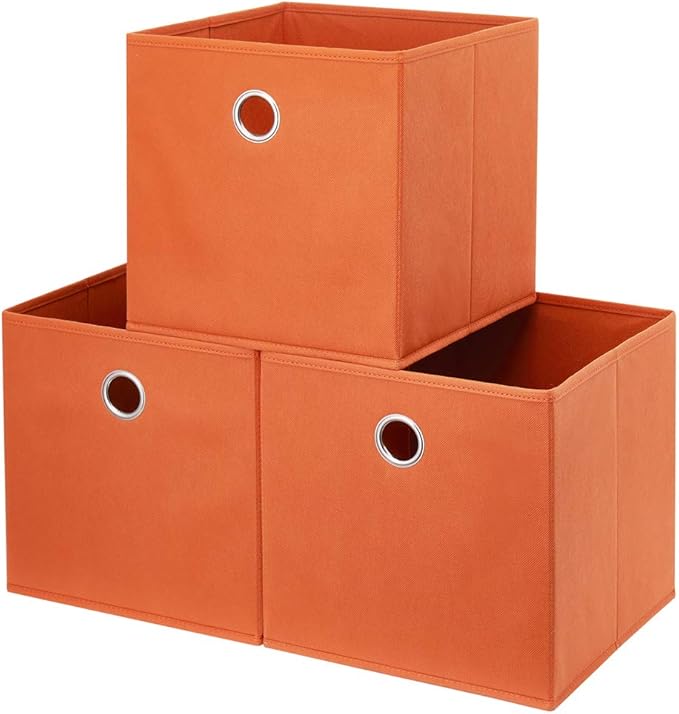 Orange Storage Cubes Bins 11x11x11 Cubicle Cubes Organizer Baskets Fabric Storage Drawers Foldable Cubes Storage Boxes Collapsible Cubes Inserts Storage for Closet Organizer Shelves ,QY-SC20-3