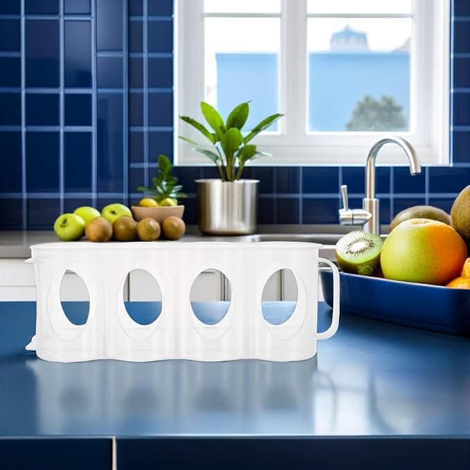 Hand Pull Type Refrigerator Organizer can Storage Box 4 Section Beverage can Dispenser for Fridge 11.41X4.33X2.75In Space-Saving Clear Plastic Organizer