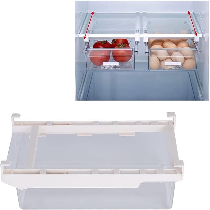 Fridge Drawer Organizer, Clear Refrigerator Organizer Bins Pull Out Storage Bins for Fridge Shelf Pullable Refrigerator Storage Box
