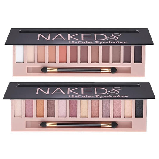 BestLand 2 Pack 12 Colors Makeup Nude Colors Eyeshadow Palette Natural Nude Matte Shimmer Glitter Pigment Eye Shadow Pallete Set Waterproof Smokey Professional Beauty Makeup Kit (2 PCS)