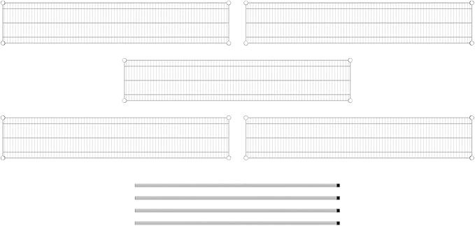 Commercial NSF Listed Chrome Stationary Wire Shelving Kit 14" x 72" x 64", with 5 Shelves Perfect for Warehouse, Walk-in Refrigerator, Freezer, Grocery Store, Restaurant, Dishroom