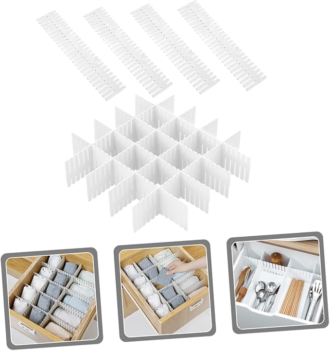 12pcs Adjustable Plastic Drawer Dividers Sub Organizers for Socks Underwear Makeup Kitchen Storage Versatile Storage