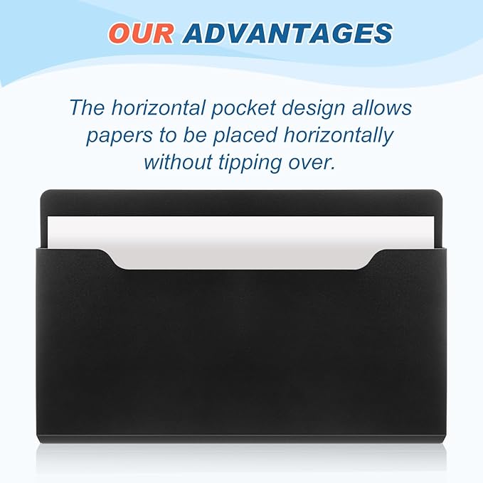 Fuutreo 6 Pcs Magnetic Wall File Organizer Magnetic Wall File Holder Refrigerator Magazine Holder for Mail Letters Paper(Black,12.6x9.5, 9x7, 6.6x4.8 Inch)