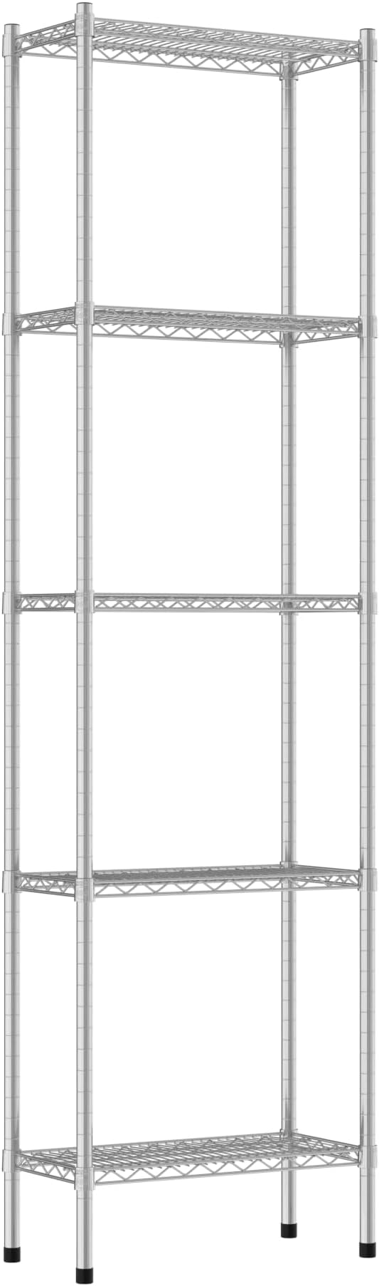 Commercial NSF Listed Chrome Stationary Wire Shelving Kit 12" x 24" x 86", with 5 Shelves Perfect for Warehouse, Walk-in Refrigerator, Freezer, Grocery Store, Restaurant, Dishroom