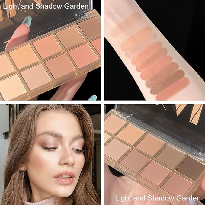 evpct 10 Colors Matte Nude Eye Shadow Palette Makeup for Older Women, Nude Brown Pink Cocoa Taupe Mauve Neutral Matte Cream Smokey Mini Eyeshadow Palette for Blue Green Eyes, Contour Makeup Palettes 5