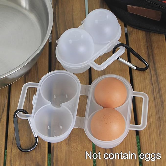 2pcs Eggs Carrier Case, Portable 2 Girds Egg Holder Container with D Buckle, Reusable Plastic Leakproof Shockproof Eggs Box Egg Tray for Kitchen Outdoor Camping Picnic Hiking
