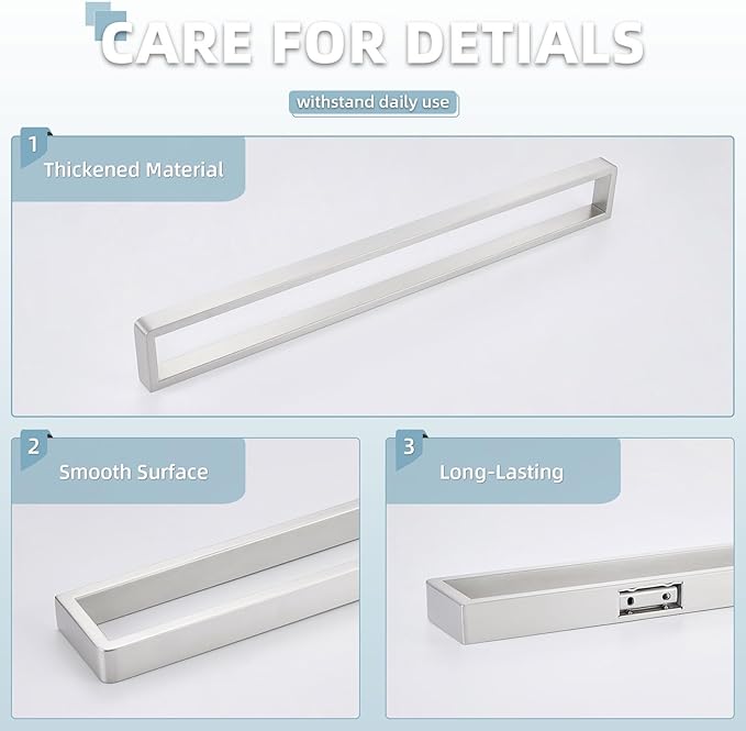 Angle Simple Towel Bar Brushed Nickel, SUS 304 Bath Towel Rack Holder for Bathroom Wall Mounted Storage Rail, 22.76"