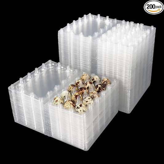 200 Pack Quail Egg Cartons, Clear Plastic Quail Egg Trays, Holds up to 15 Quail Eggs Securely - Your Ultimate Small Eggs Carton Holders for Bulk Storage and Display