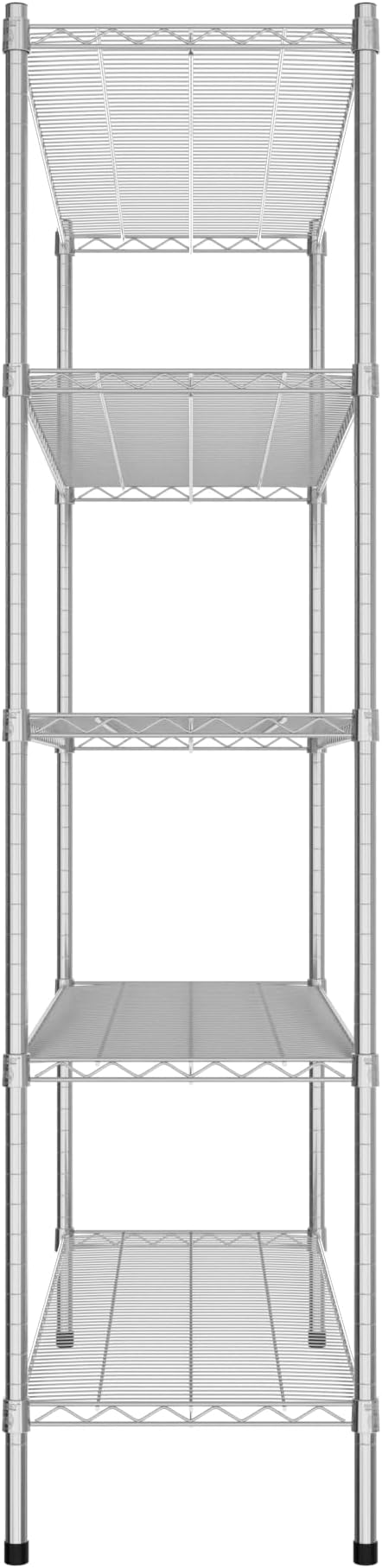 Commercial NSF Listed Chrome Stationary Wire Shelving Kit 18" x 54" x 74", with 5 Shelves Perfect for Warehouse, Walk-in Refrigerator, Freezer, Grocery Store, Restaurant, Dishroom