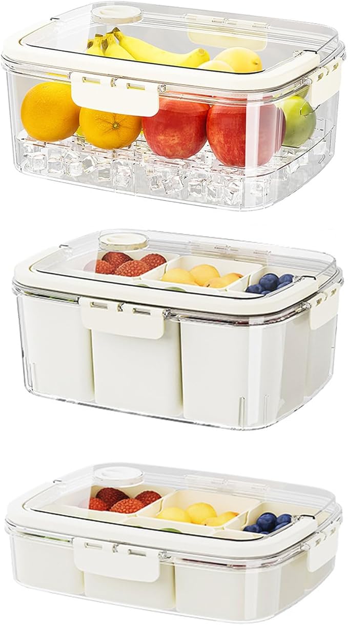 Fridge Storage Box Set with Handles Sturdy Clear Fridge with Lid Stackable Organizers for Kitchen Food Containers