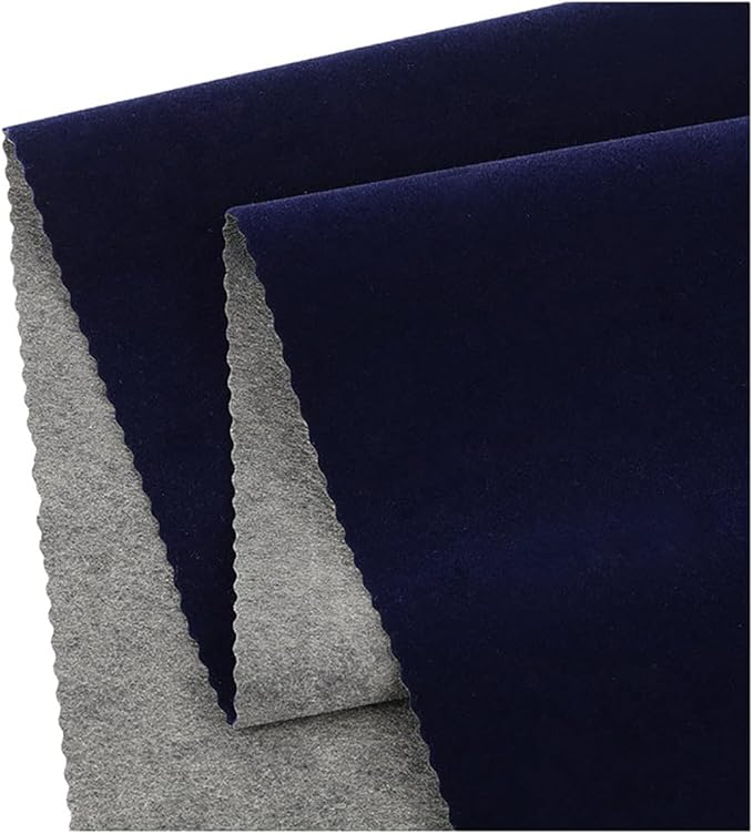 Self Adhesive Dark Blue Jewelry Drawer Liner Velvet Shelf Liner Paper Felt Fabric for Art & Crafts, Velvet Drawer Liner Felt Drawer Dresser Cabinets Arts Crafts Decor 17.7" x 98"