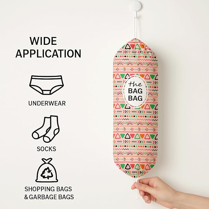 The Bag Bag Grocery Bags Holder, Boho Plastic Bags Holder Organizer For Shopping Sack, Reusable Hanging Grocery Sack Dispenser, Wall Mount Plastic Sacks Storage Container Dispensers