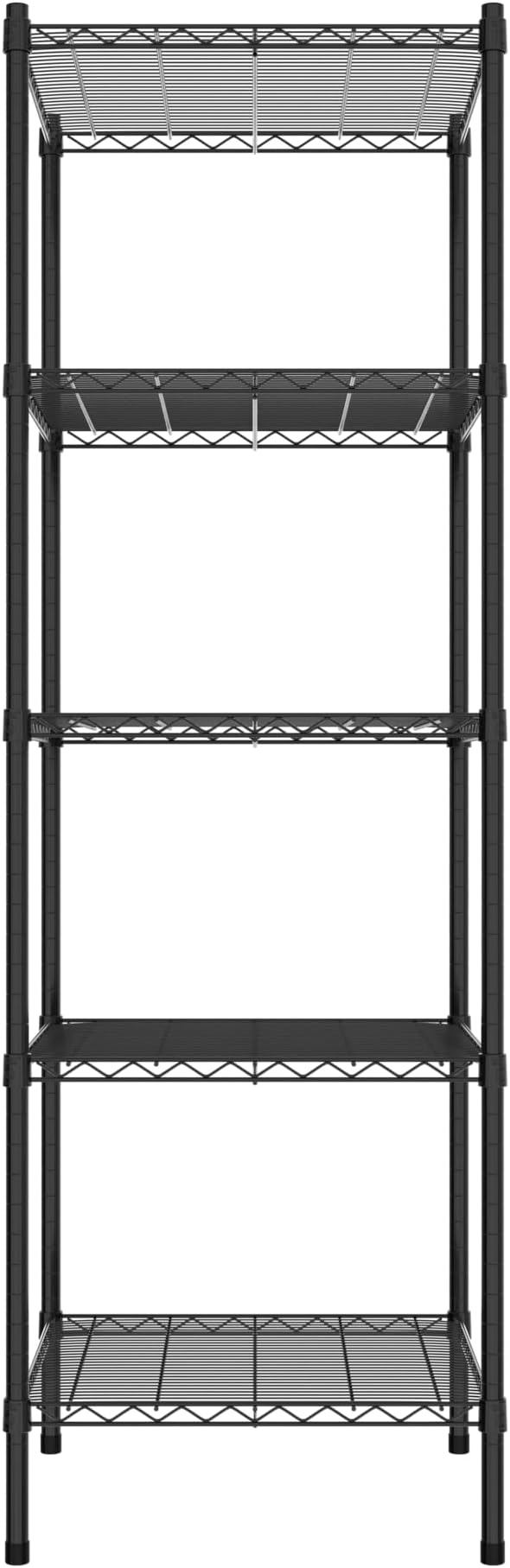 Commercial NSF Listed Black Epoxy Stationary Wire Shelving Kit 24" x 24" x 74", with 5 Shelves Perfect for Warehouse, Walk-in Refrigerator, Freezer, Grocery Store, Restaurant, Dishroom