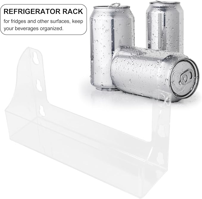 Homoyoyo Clear Acrylic Refrigerator Storage Shelf with Suction Cups-4-Can Capacity Spice Rack Organizer for Beverages Olive Oil Kitchen Essentials 14x7x27cm Transparent Space-Saving Fridge Accessory
