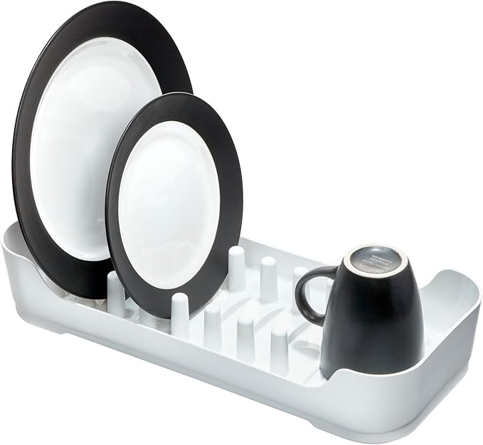 iDesign Compact Dish Drying Rack for Kitchen Counter - White