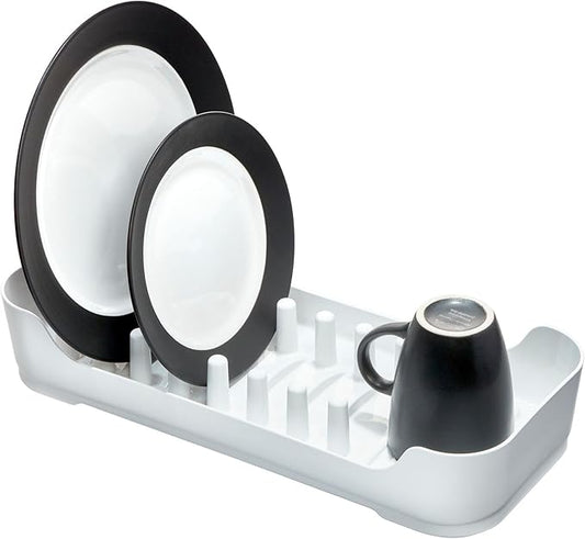 iDesign Compact Dish Drying Rack for Kitchen Counter - White