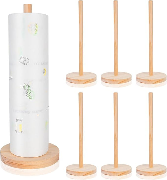 6 Pcs Wood Paper Towel Holder, Wooden Paper Towel Holder Countertop Standing Kitchen Roll Holder for Home Kitchen Bathroom Dining Table
