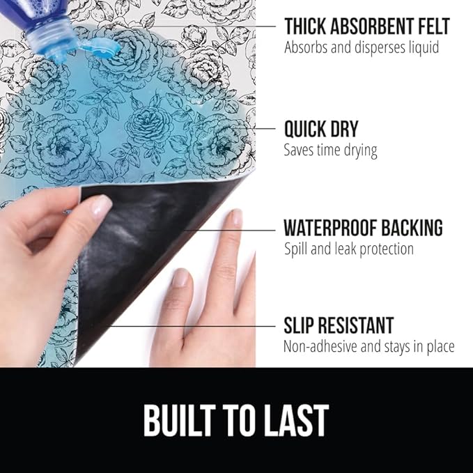 GORILLA GRIP LeakGuard Non-Adhesive Under Sink Mat for Kitchen Cabinet, 24x50, Waterproof Quick Dry Shelf Liner, Durable Absorbent Felt Mats for Bathroom Sinks, Cabinets, Dresser, Easy Trim, Gray
