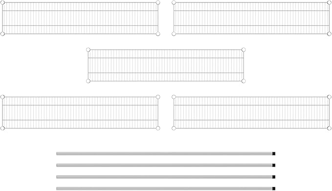 Commercial NSF Listed Chrome Stationary Wire Shelving Kit 12" x 54" x 74", with 5 Shelves Perfect for Warehouse, Walk-in Refrigerator, Freezer, Grocery Store, Restaurant, Dishroom