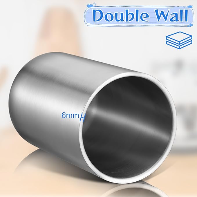 Cooking Utensil Holder for Kitchen Counter 4.7 x 7.5 inch Stainless Steel Sleek Kitchen Utensil Holder for Countertop Spatula Spoon Caddy Organizer, Silver