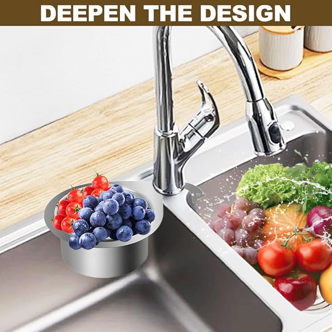 Drain Basket for Kitchen Sink, Stainless Steel Swan Sink Strainer Basket, Multifunction Hanging Sink Strainer Colander Drain Basket Quick Drain Kitchen Tools for Hanging Filter Basket Food Waste (2)