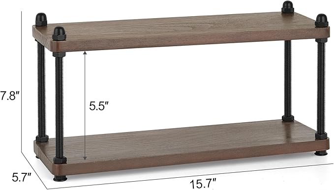 Mkono Coffee Station Organizer Wooden Mug Holder for Countertop Cup and Mug Shelf for Coffee Bar Accessories Rustic Matcha Stand 2 Tier Storage and Display Rack for Tea Cups Kitchen Office