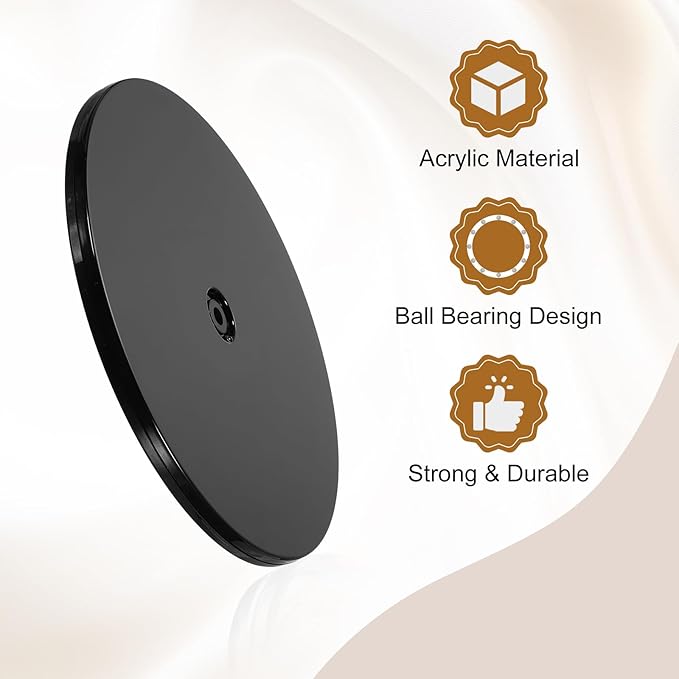 uxcell 1Pack Acrylic Lazy Susan Turntable, 9" Spinner Lazy Susan Turntable Organizer, Acrylic Ball Bearing Rotating Tray for Pantry Spice Rack Decorating, Black