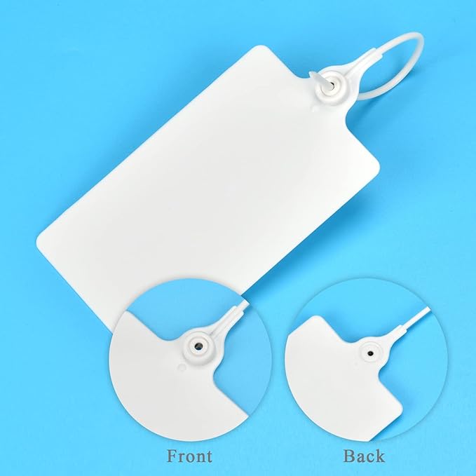 LeadSeals 100 Plastic Shipping Tags - Waterproof, Writable Labels for Security, Storage, Hanging - With Marker Pen (White)