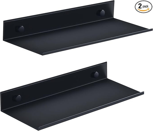 Adhesive Shower Caddy 2 Pack, Metal Shower Shelves for Inside Shower 30cm, Black Bathroom Shelves Wall Mounted, No Drilling Bathroom Organizer